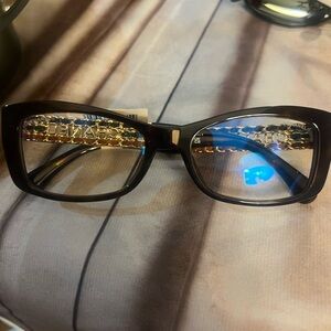 CHANEL Black and Gold Logo Chain-Detail Eyewear